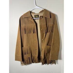 Vintage Brown Suede Fringe Jacket Boho Western 80s 70s Festival